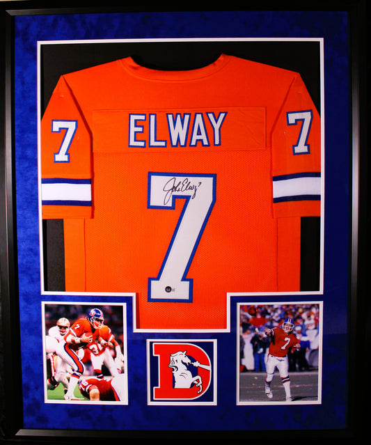 John Elway Signed Jersey Framed