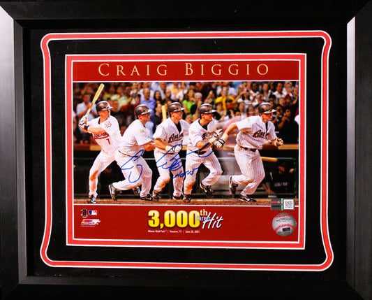 Craig Biggio Singed 3000 Hit Photo with HOF Inscription