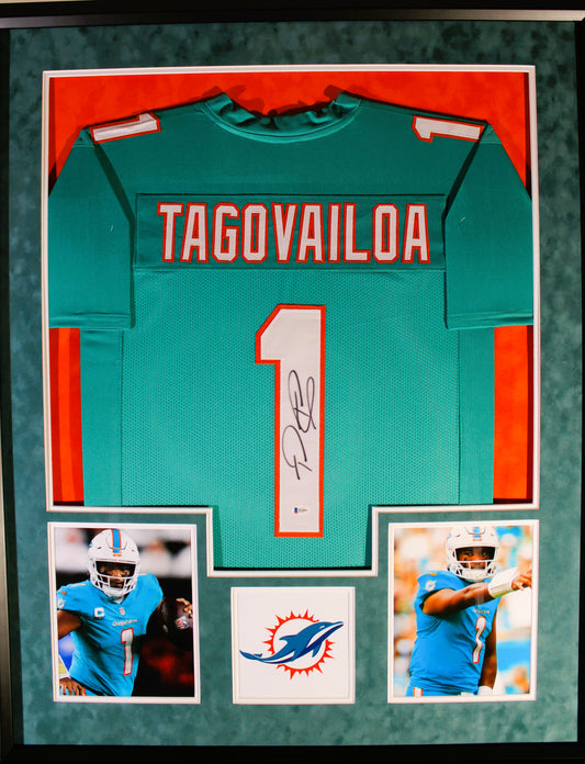 Tua Tagovailoa Signed Framed Jersey