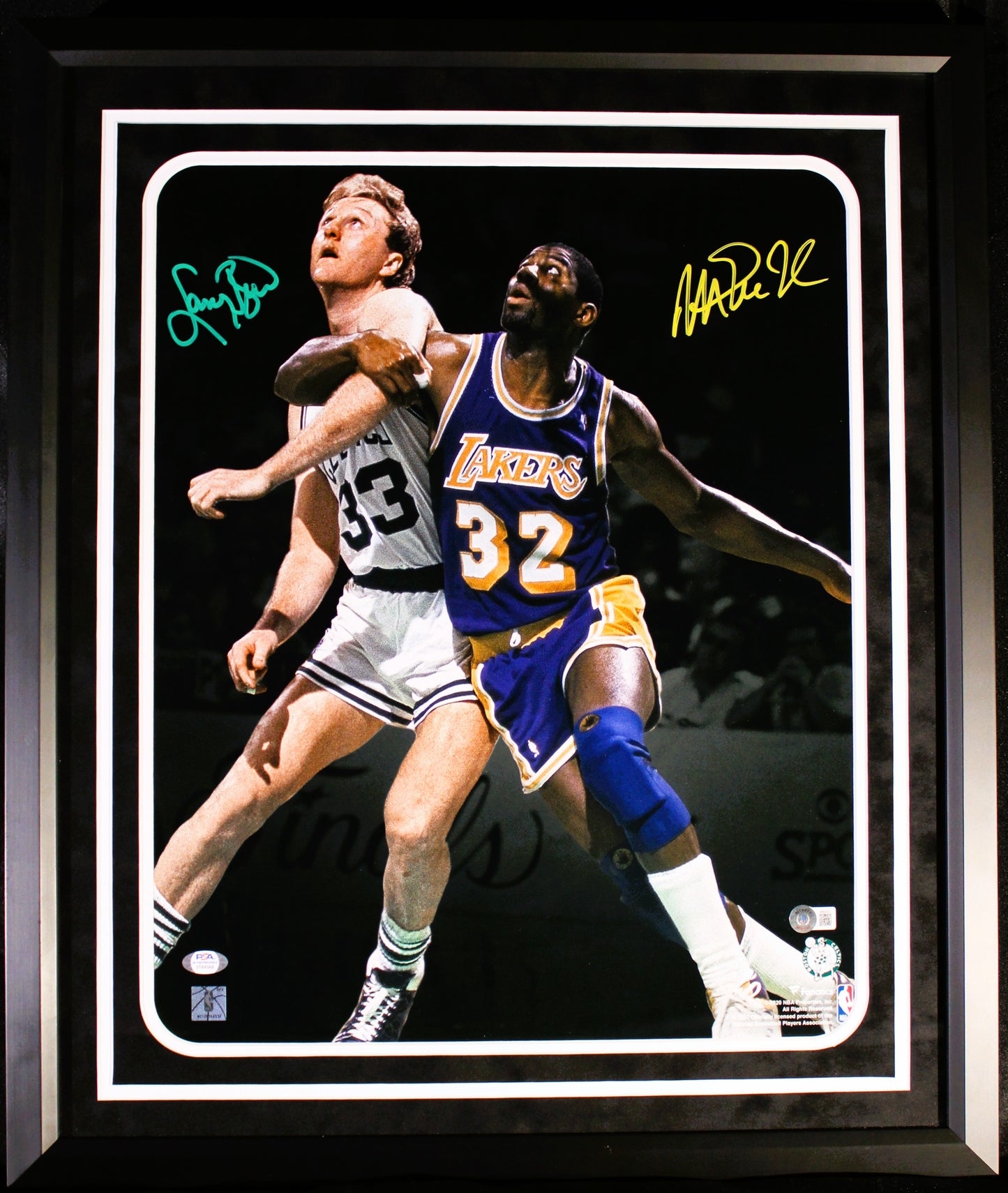 Larry Bird and Magic Johnson Signed Photo Framed