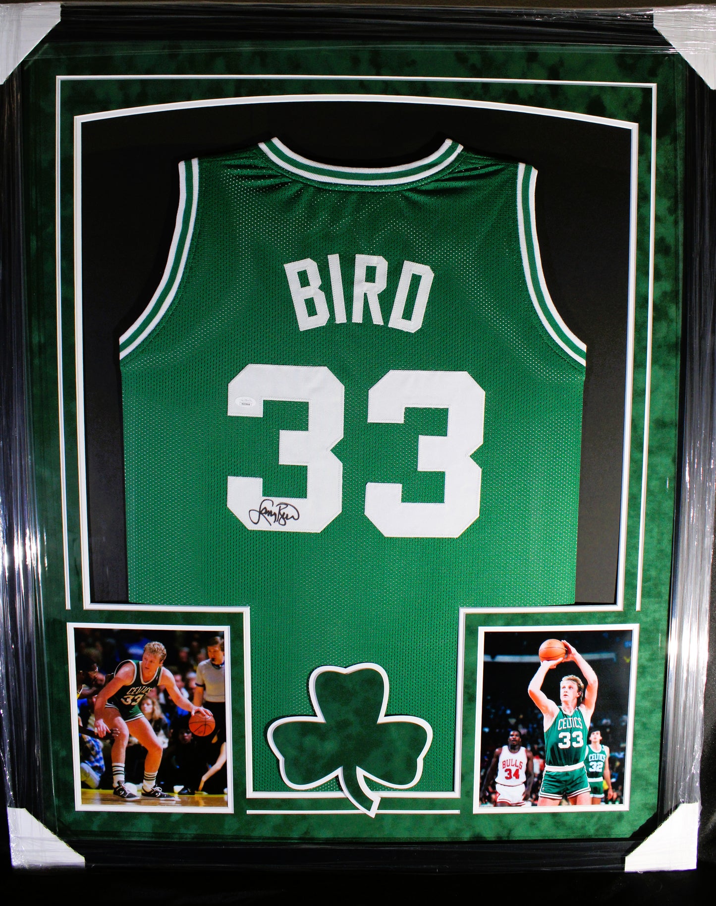 Larry Bird Signed Framed Jersey